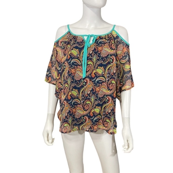 Umgee Boho Cold Shoulder Paisley Blouse Top
New - Picture 3 of 10